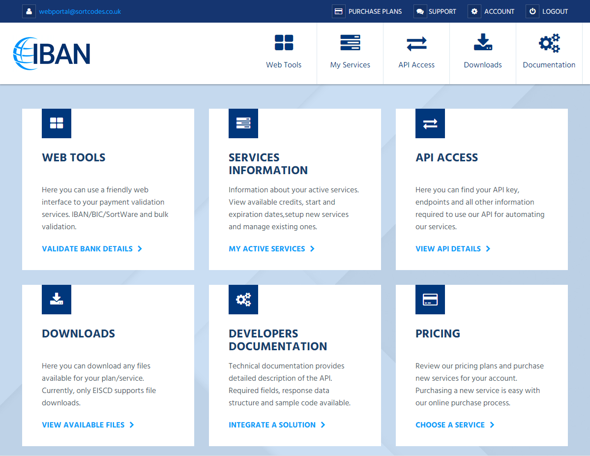 Client area dashboard