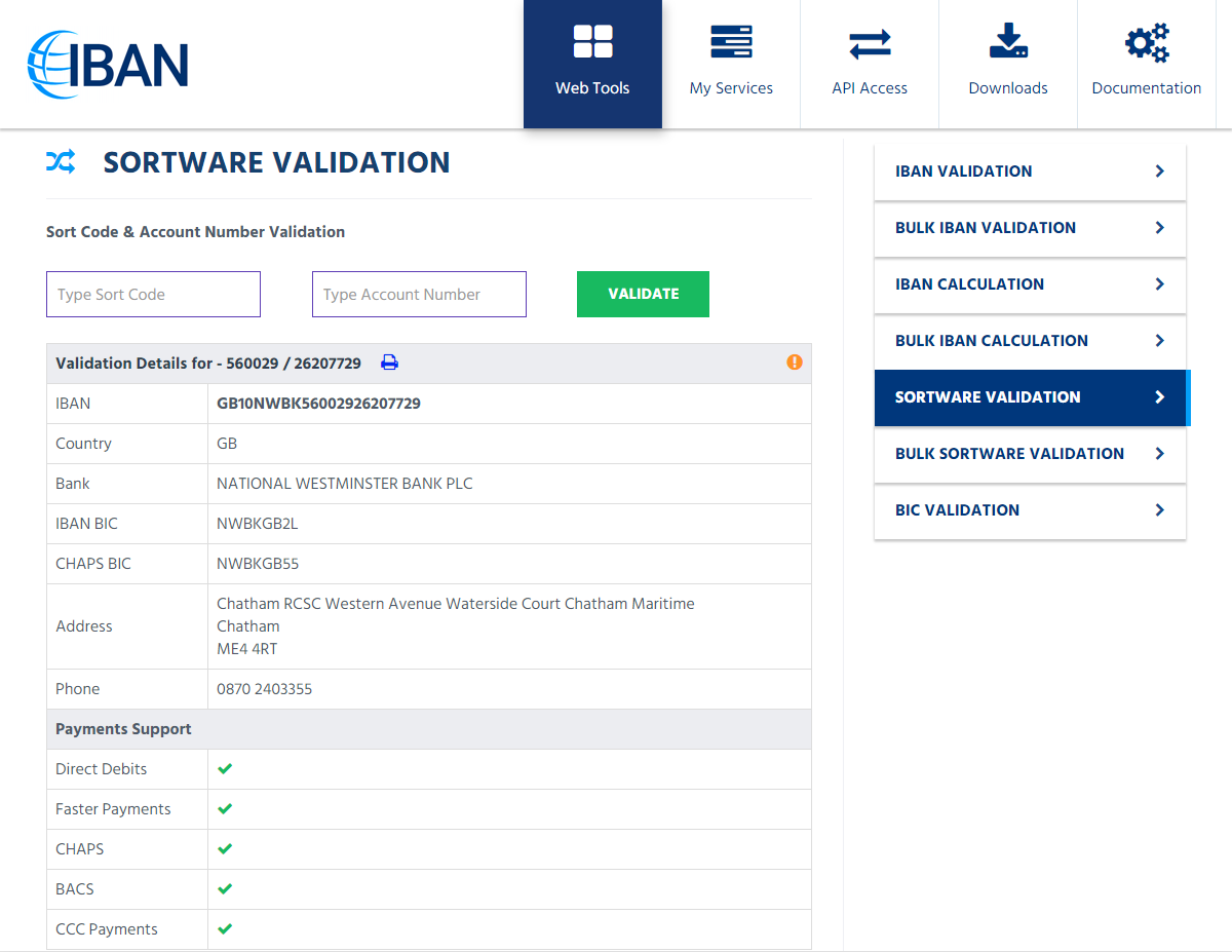 Automated sort code validation – bank account checker uk